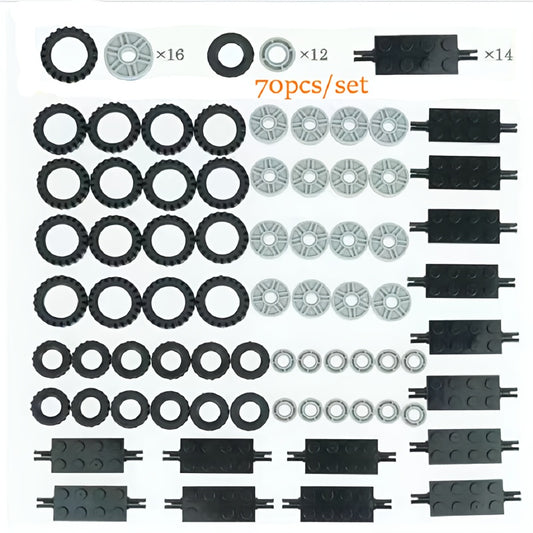 70pcs MOC Building Block Tire Set for DIY Automobile Tire Rim