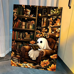 DIY Digital Painting Kit Library Scene Ghost Reading Autumn Canvas Home Decor
