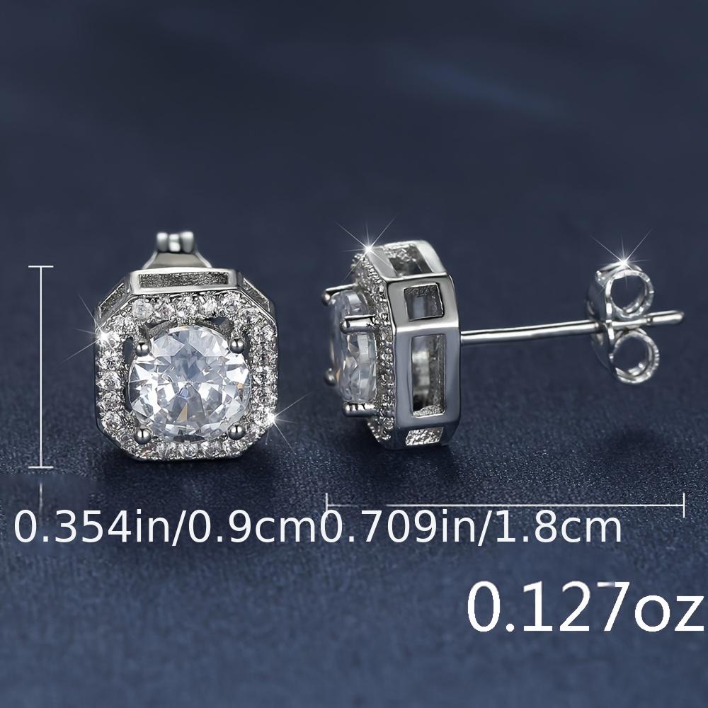 Zircon Square Post Stud Earrings - Women's Daily Clothing Accessory