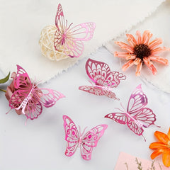 72pcs 3D Butterfly Wall Decor Stickers Silvery Party Decorations