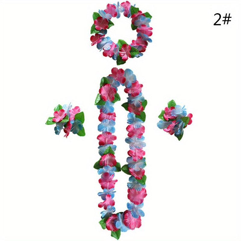 4Pcs Hawaiian Flower Leis Garland Necklace DIY Decoration Fancy Dress Party