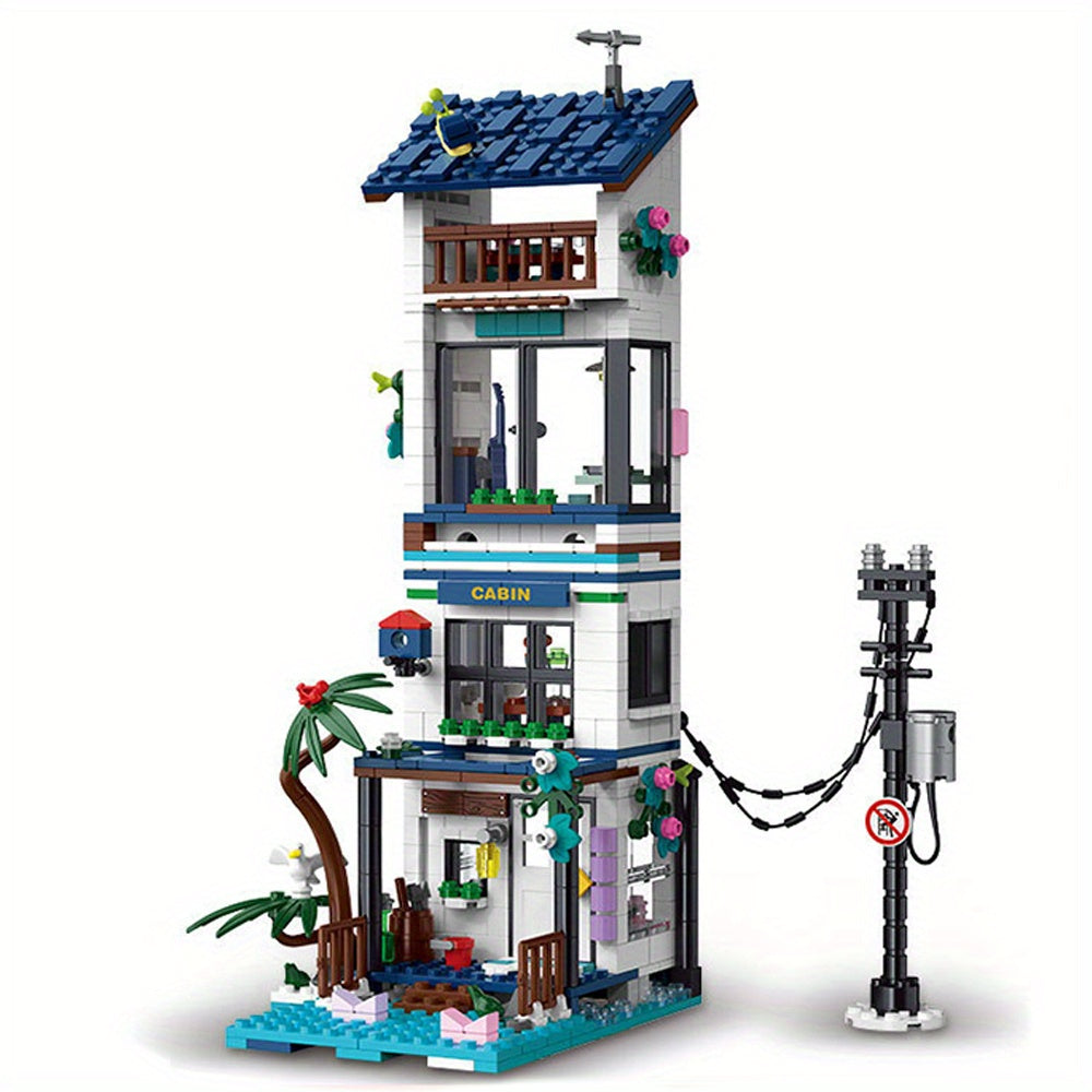 3 in 1 Seaside Villa Building Block Set 813pcs Home Decoration