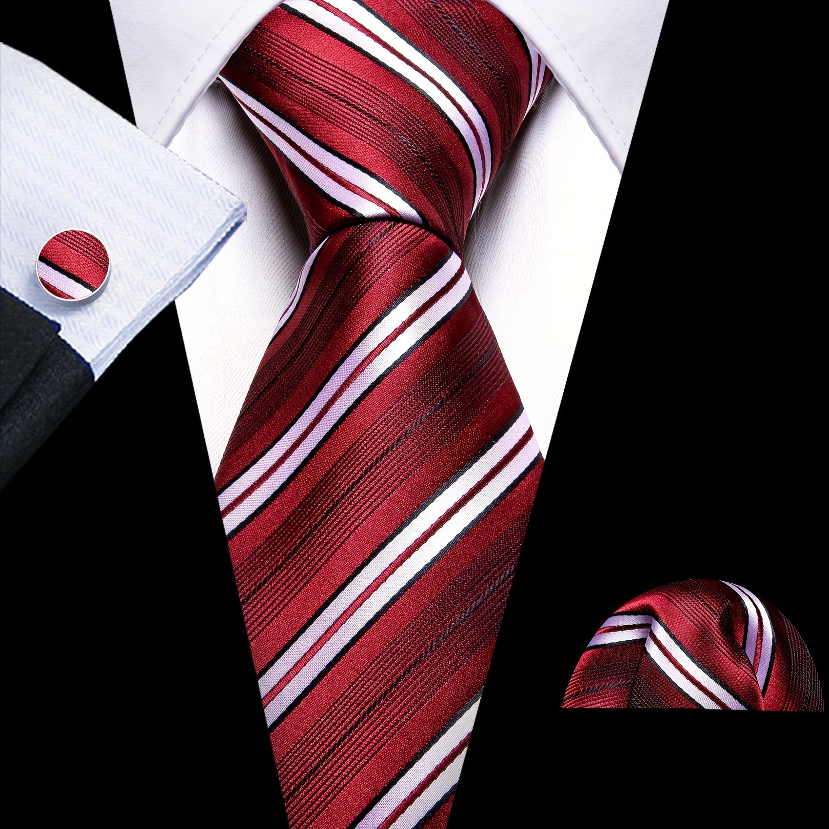 Men's Diagonal Striped Jacquard Tie Set