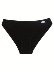 3pcs Solid Bikini Panties Comfy & Breathable Women's Lingerie