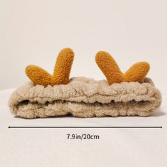 Cartoon Antlers Ear Headband Elastic Makeup Headband Plush Hair Band