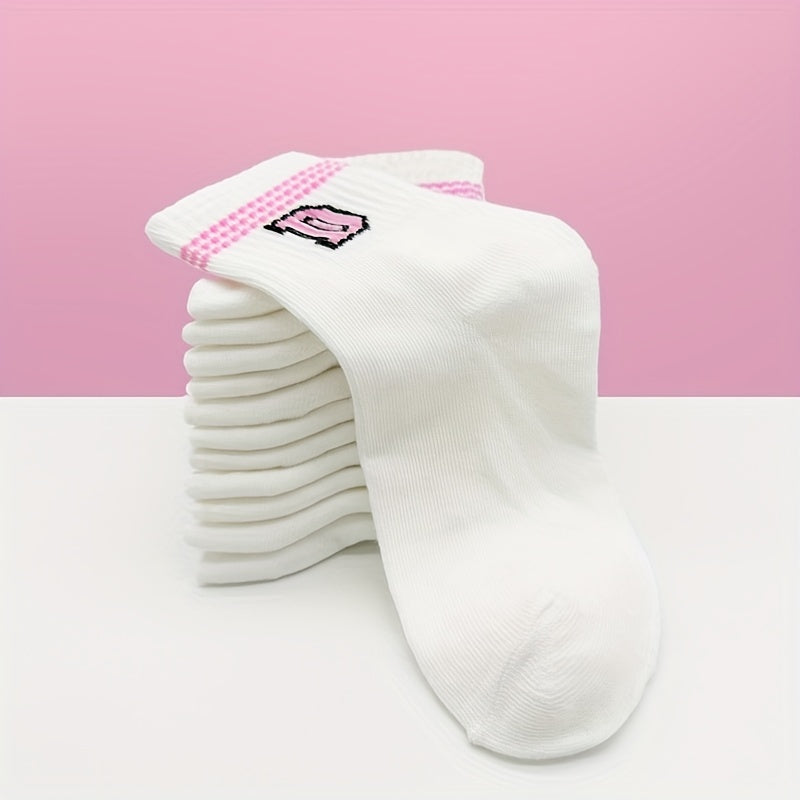 10 20 30 Pairs Letter Print Socks Breathable Sports Short Socks Women's Stocking