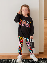 Girl's 2pcs Sweatshirt & Leggings Set Casual Outfits Kids Clothes