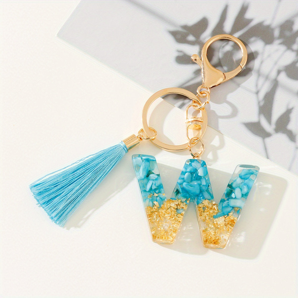 Sequins Alphabet Keychain Resin Key Chain Bag Charm Women Gift