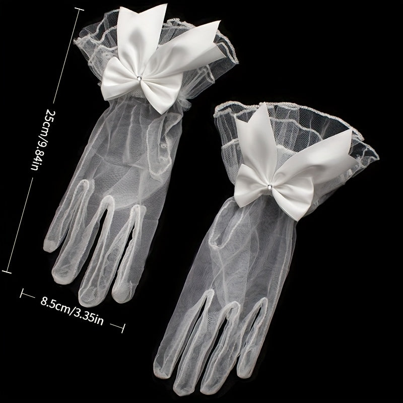 Bridal Wedding Retro Short Mesh Plain Oversleeve Gloves