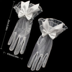 Bridal Wedding Retro Short Mesh Plain Oversleeve Gloves