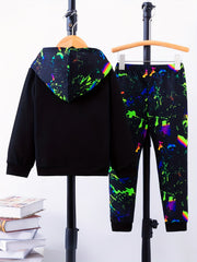 Boy's Paint Splash Pattern 2pcs Outfit Set