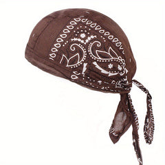 Paisley Print Turban Cap Ramadan Head Wrap Bandana Casual Lace Up Hijab Hat