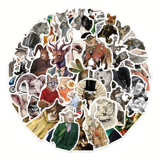 Set of 50 Dark Art Animal Stickers - Perfect for Phone, Laptop & More