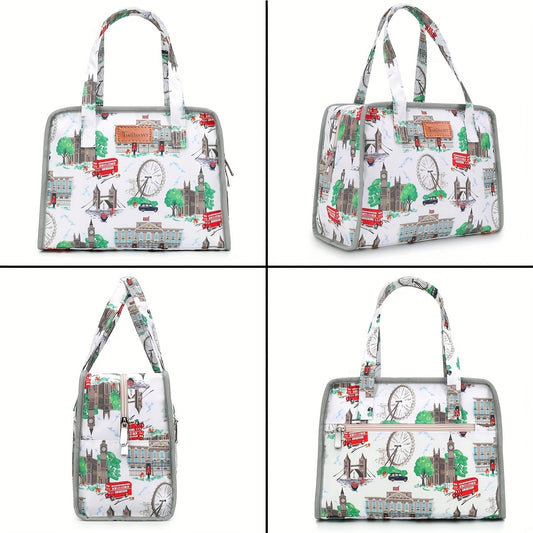 Floral Print Insulated Lunch Bag for Outdoor Picnics
