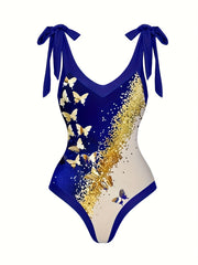  Glitter Butterfly Print Tankini Set