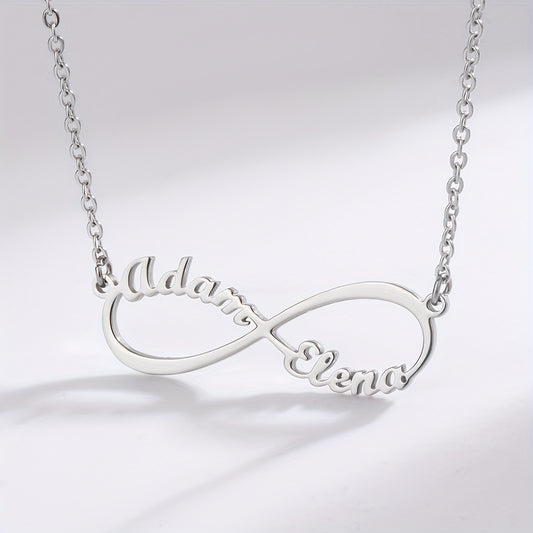 Custom Infinite Love Necklace with 2 Names & Sign, 5 Fonts
