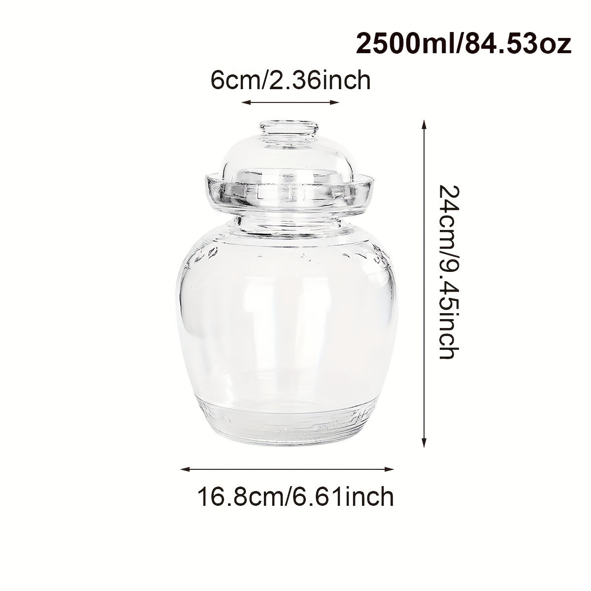 2500ml Glass Pickle Jar with Lid for Fermentation