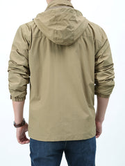 Men's Waterproof & Windproof Hooded Jacket Zipper Front