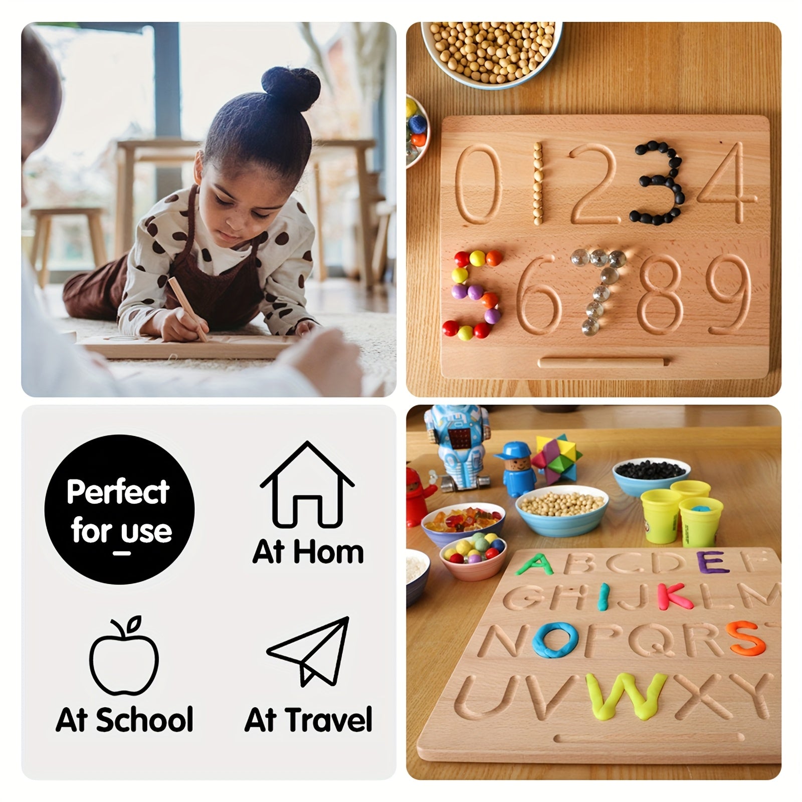 Wooden Alphabet Tracing Board - Improve Writing Skills - Ideal Gift