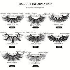 6 Pairs Natural Curling Mixed Style False Eyelashes 19 21mm Faux Mink Lashes