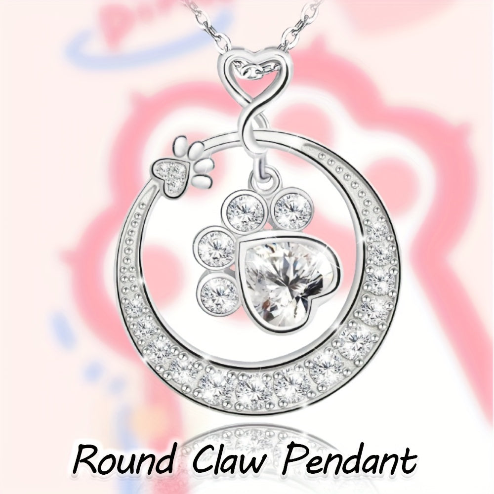 Beast Claw Round Pendant Necklace with CZ Decor