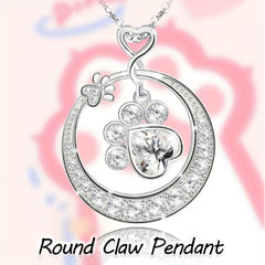 Beast Claw Round Pendant Necklace with CZ Decor