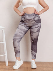 Women's Plus Camo Skinny Trousers High Rise Stretch Pants