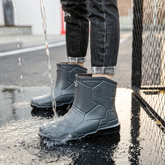 Women's Gray Rain Boots Anti-skid Waterproof Slip On Shoes