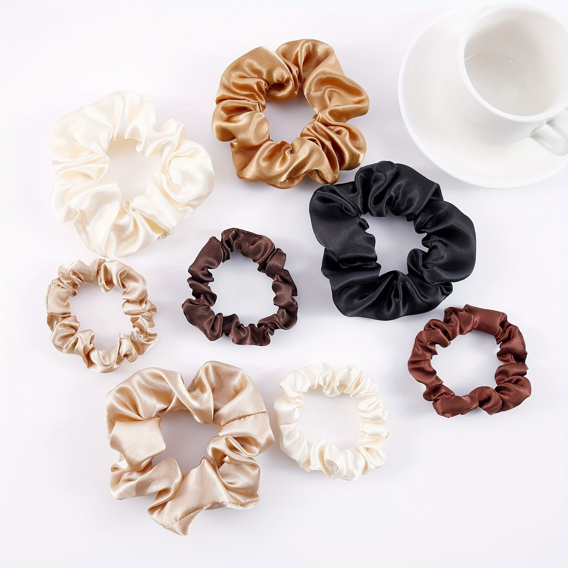 6pcs Solid Scrunchies Elastic Hair Rope Ponytail Holder Hair Accessories