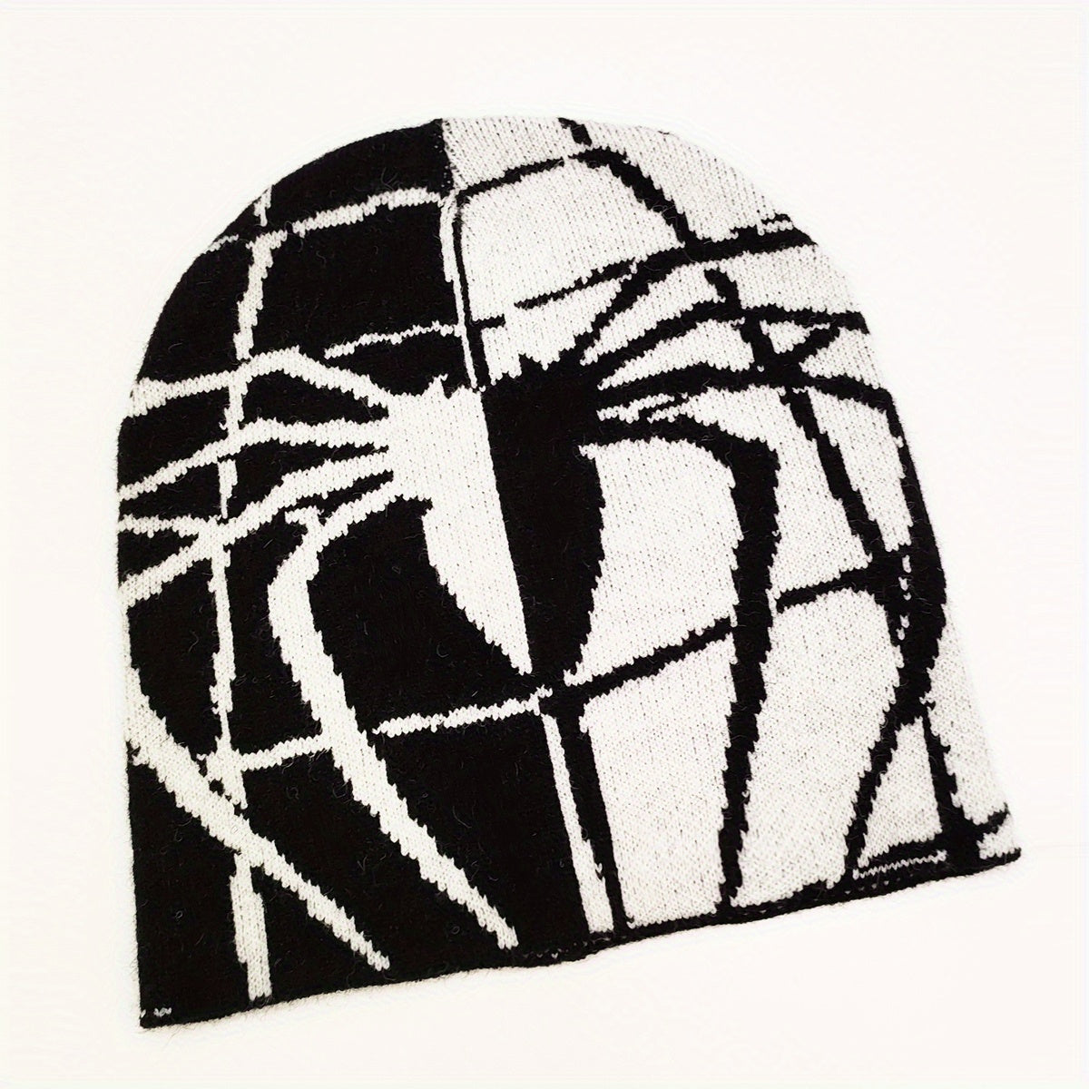 Spider Web Jacquard Beanie & Warm Knit Hat Hip Hop Knitted Skull Cap
