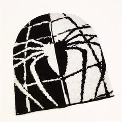 Spider Web Jacquard Beanie & Warm Knit Hat Hip Hop Knitted Skull Cap