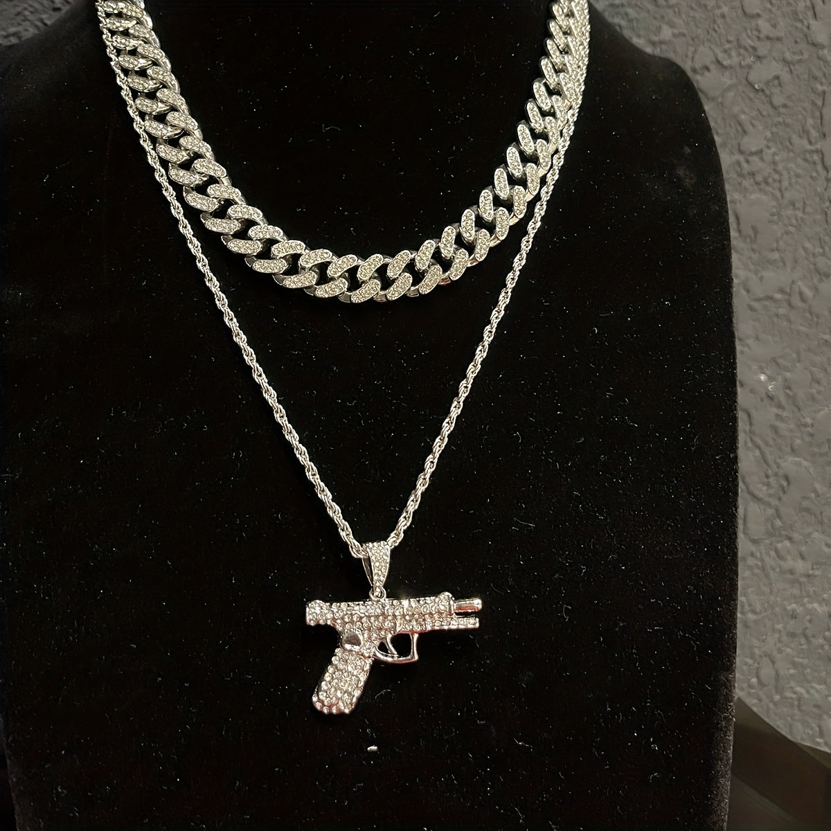 Zircon Inlaid Small Pistol Necklace Hip Hop Fashion Jewelry