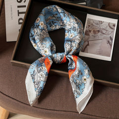 Floral Bandana Square Scarf Satin Shawl Head Wrap