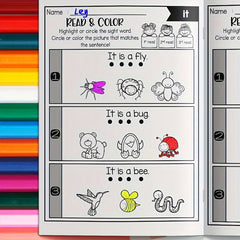 Preschool Sight Words Workbook with Matching Sentences & Pictures
