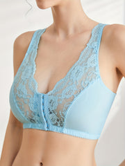 Lace Stitching Wireless Tank Bra Front Buckle Women's Lingerie