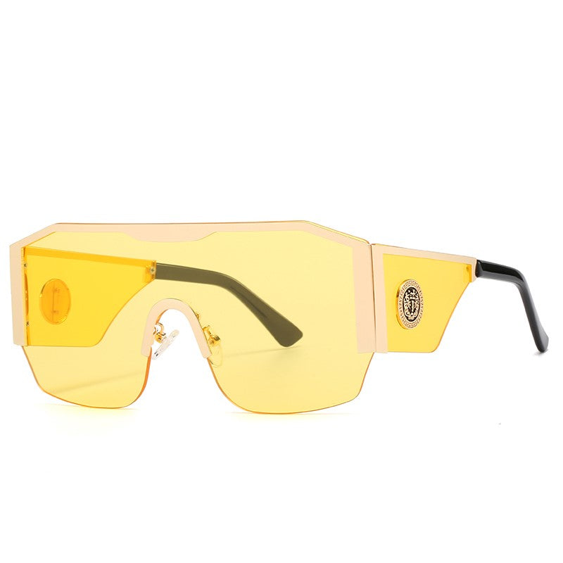 Oversized Square Sunglasses Big Frame One Piece Lens Gradient UV400
