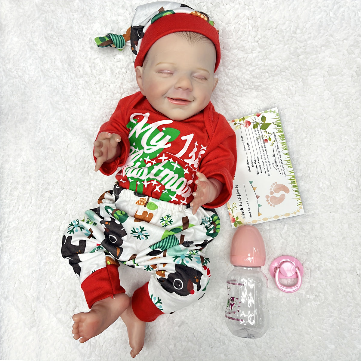April Full Body Silicone Vinyl Bebe Reborn Doll - Lifelike Smile
