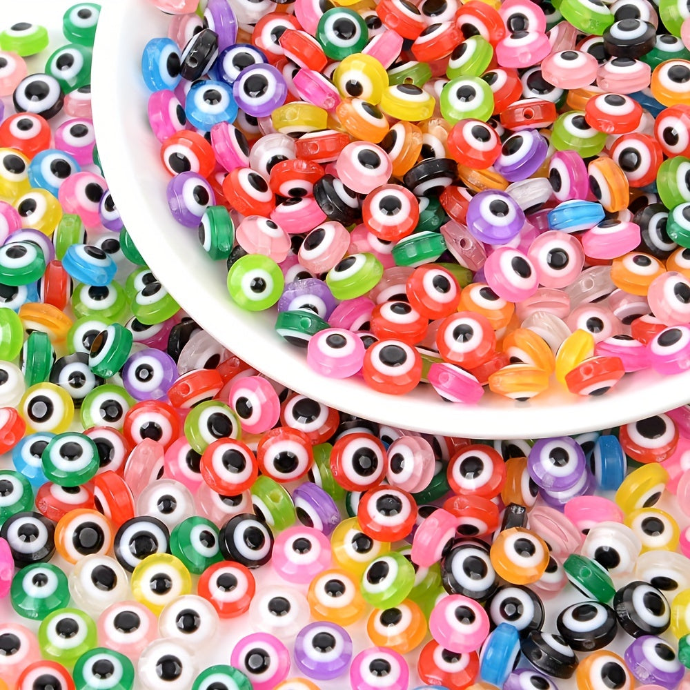 50-100pcs Evil Eye Beads Oval Spacer Resin DIY Charms for Jewelry Making
