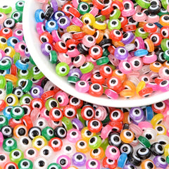 50-100pcs Evil Eye Beads Oval Spacer Resin DIY Charms for Jewelry Making