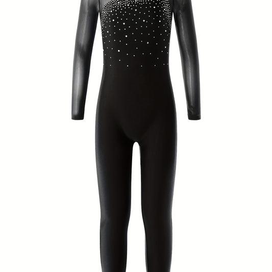 Girls Long Sleeve Turtleneck Jumpsuit for Gymnastics