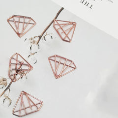5pcs Rose Golden Diamond Paper Clip Label Clip Student Gift Stationery