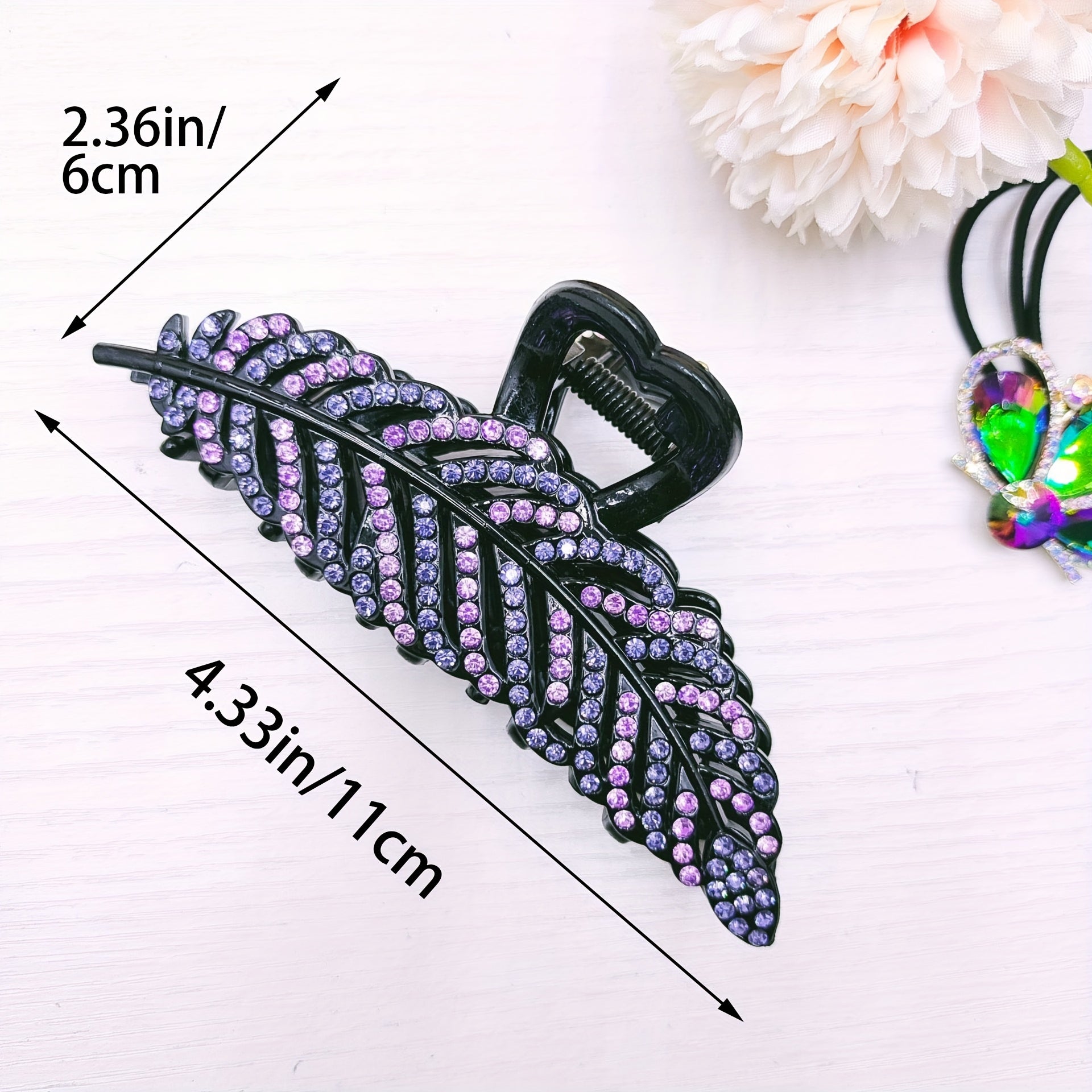 Tree Leaves Rhinestone Hair Claw Non Slip Barrettes