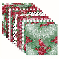24sheets Christmas Scrapbook Paper Watercolor Poinsettia Pattern Paper