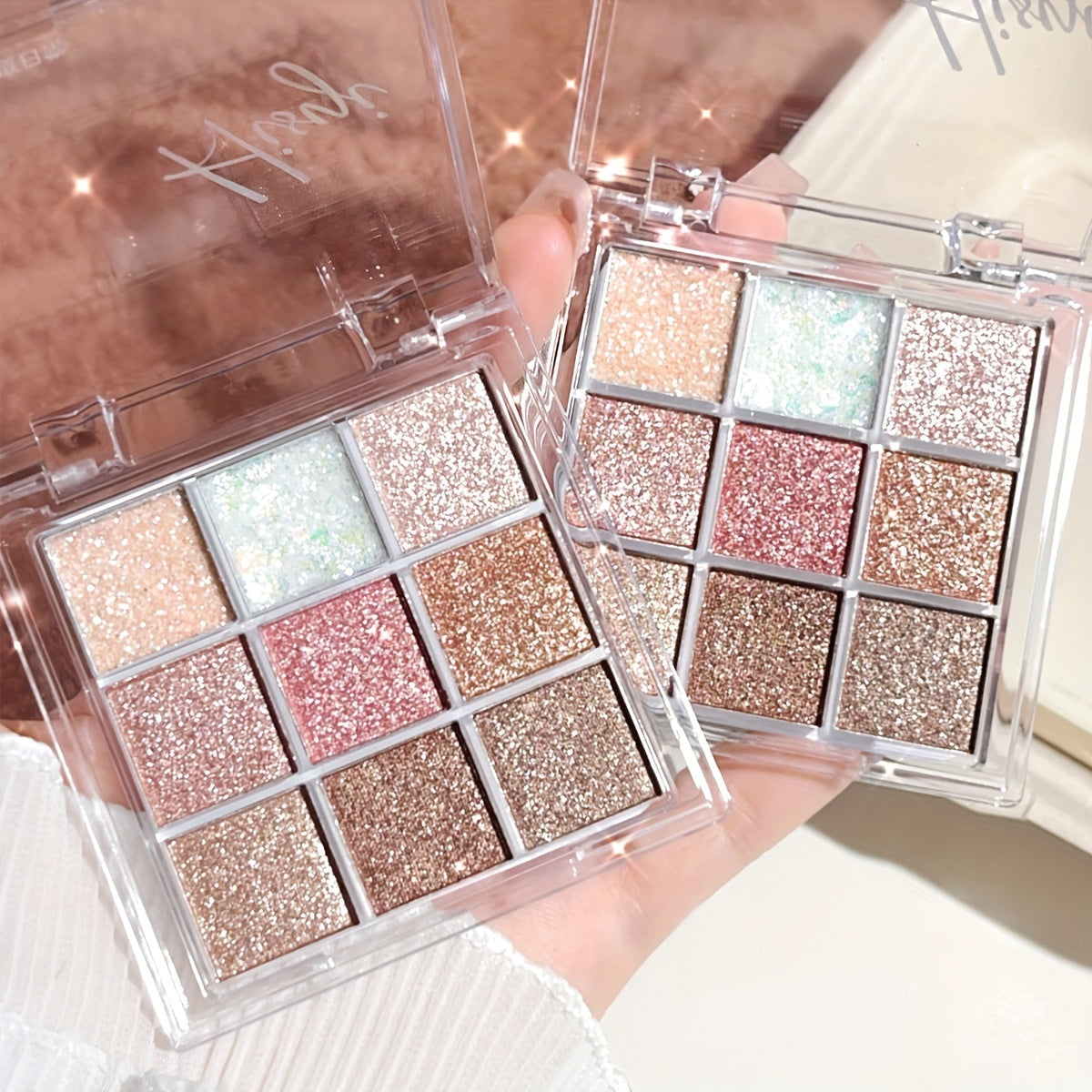 Glitter Eyeshadow Palette - Romantic Rose Tones for Festive Makeup