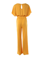 Batwing Sleeve Belted Jumpsuit Solid Casual Jumpsuit Women's Clothing