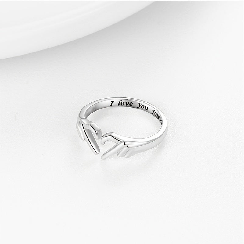 Adjustable Silvery Heart Ring 18K Plated Love Jewelry for Women Teens