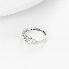 Adjustable Silvery Heart Ring 18K Plated Love Jewelry for Women Teens