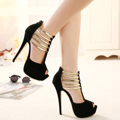 Women's Stiletto High Heels Sexy Ankle T strap Platform Peep Toe Pumps