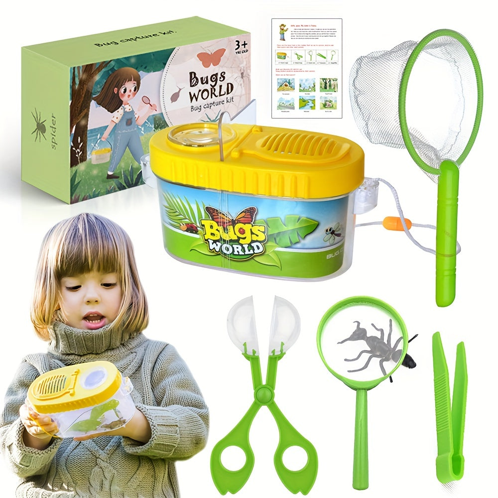 Bug Catcher Kit Outdoor Toys For Kids Butterfly Net Magnifying Glass
