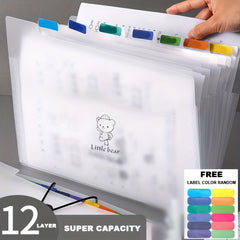 A4 Folder 12 Layer Accordion Folders Large Capacity Expanding File Organizer